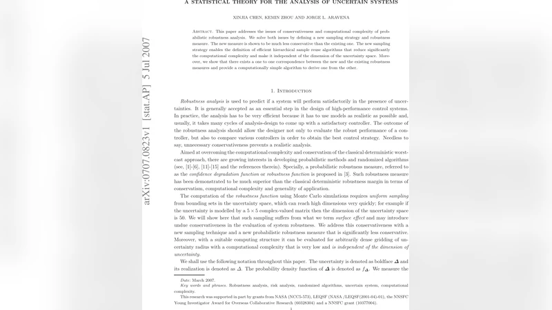 A Statistical Theory for the Analysis of Uncertain Systems