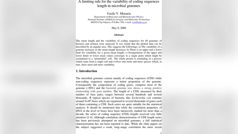 A limiting rule for the variability of coding sequence length in   microbial genomes
