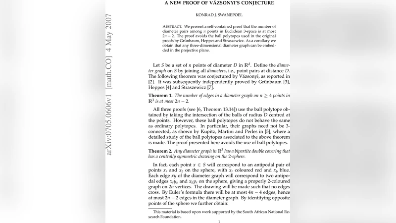 A new proof of Vazsonyis conjecture