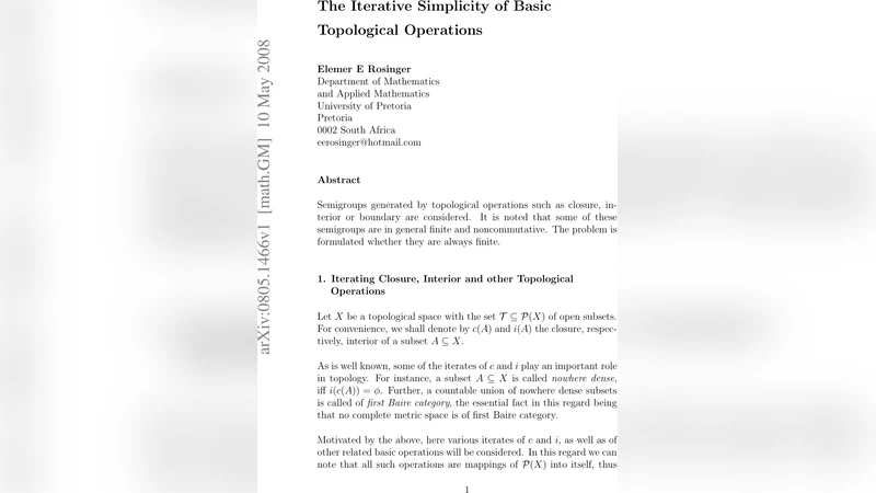 The Iterative Simplicity of Basic Topological Operations