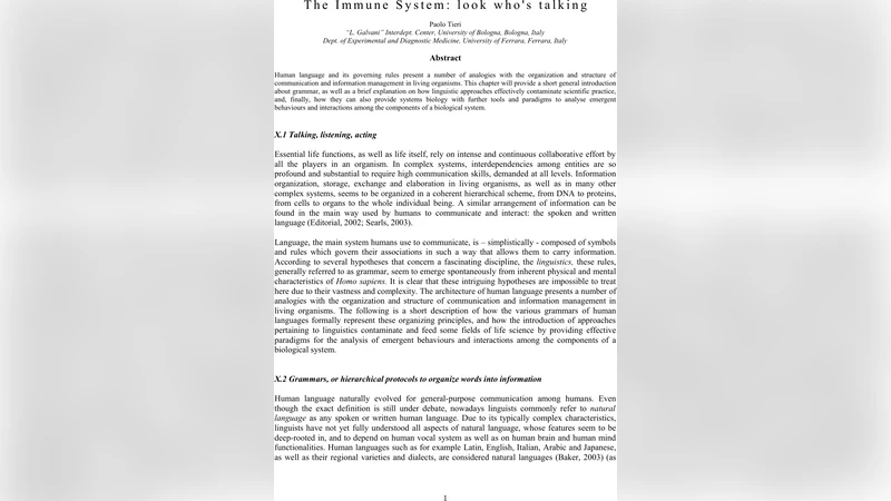 The immune system: look whos talking