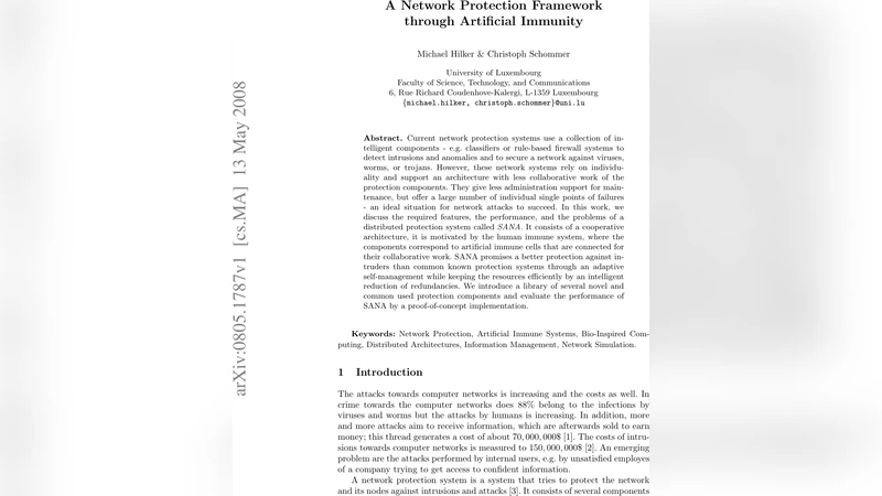 A Network Protection Framework through Artificial Immunity