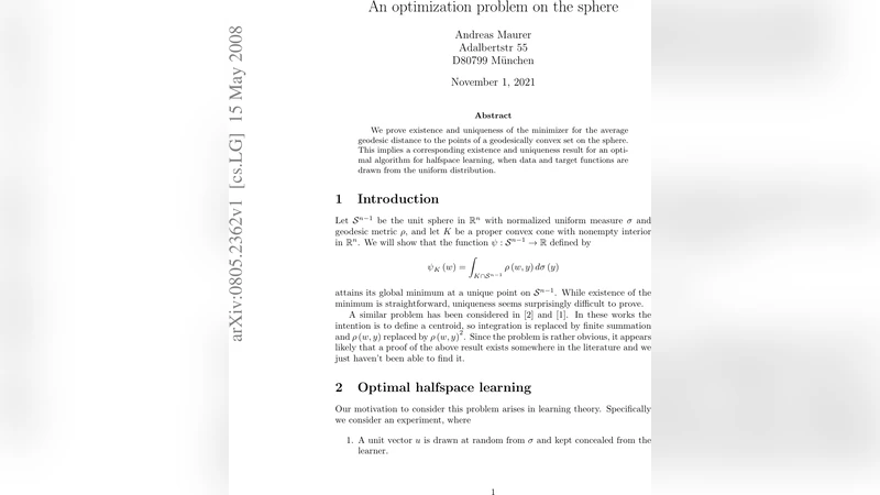 An optimization problem on the sphere
