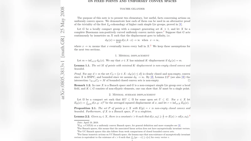 On fixed points and uniformly convex spaces