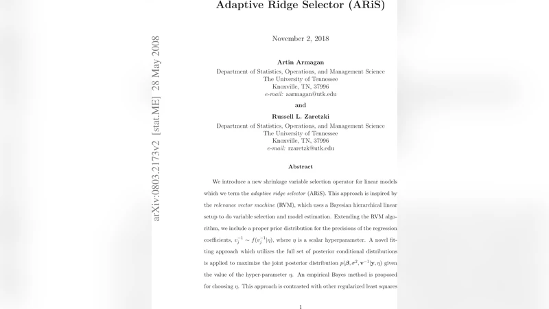 Adaptive Ridge Selector (ARiS)
