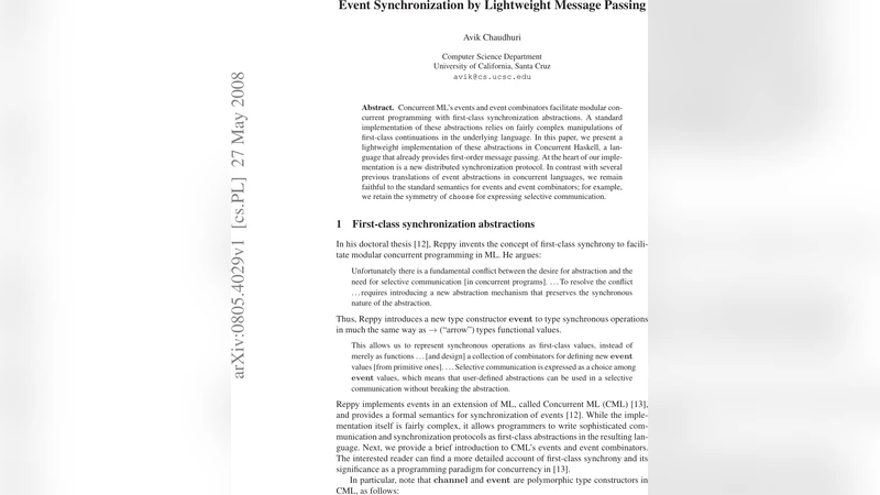 Event Synchronization by Lightweight Message Passing