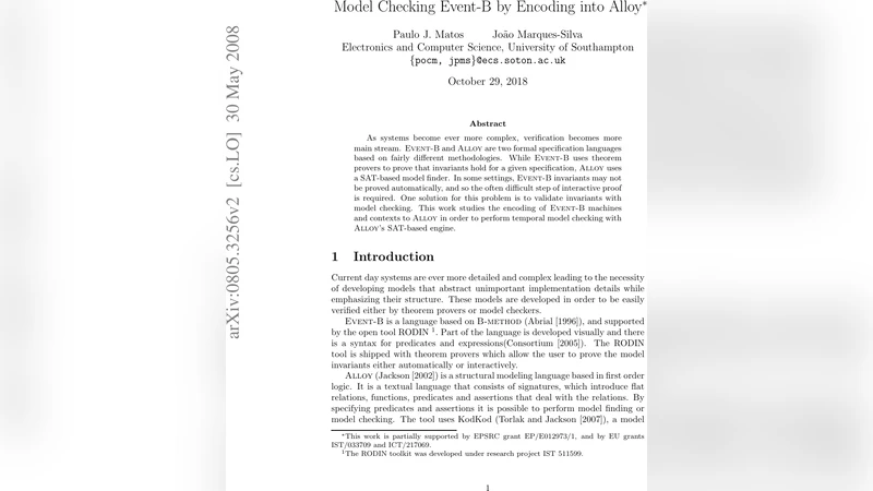 Model Checking Event-B by Encoding into Alloy