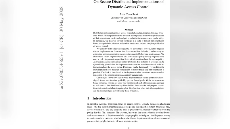 On Secure Distributed Implementations of Dynamic Access Control
