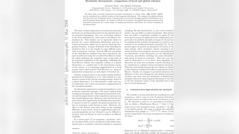 Stochastic thermostats: comparison of local and global schemes