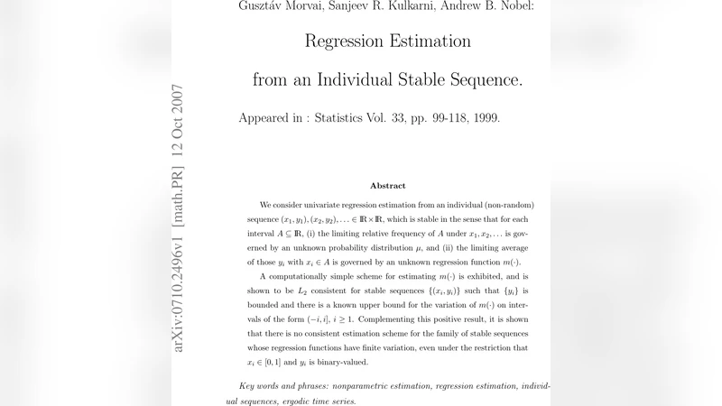 Regression estimation from an individual stable sequence