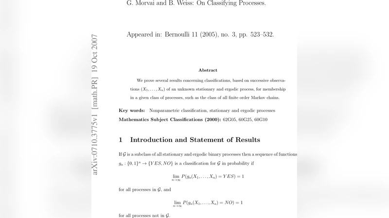 On classifying processes