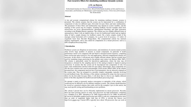 Fast recursive filters for simulating nonlinear dynamic systems