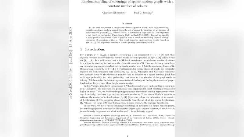 Random sampling of colourings of sparse random graphs with a constant   number of colours
