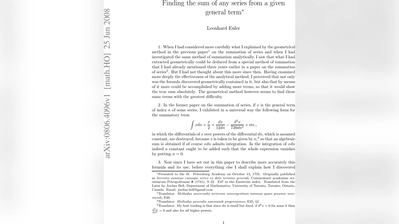 Finding the sum of any series from a given general term