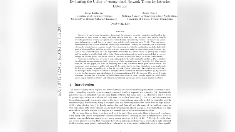 Evaluating the Utility of Anonymized Network Traces for Intrusion   Detection