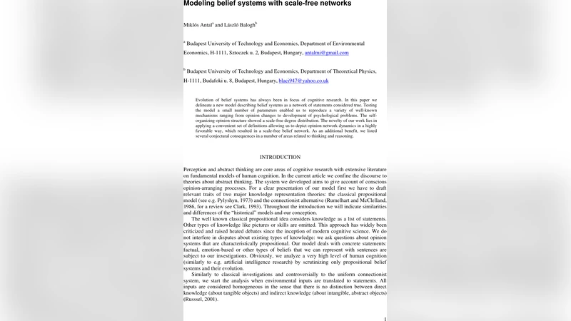 Modeling belief systems with scale-free networks