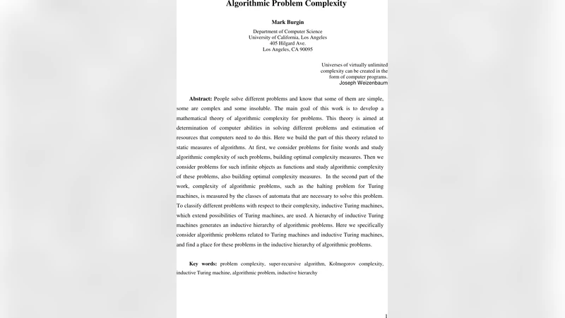 Algorithmic Problem Complexity