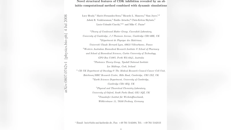 Novel structural features of CDK inhibition revealed by an ab initio   computational method combined with dynamic simulations