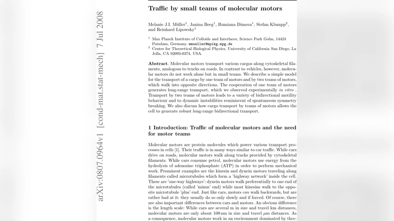 Traffic by small teams of molecular motors