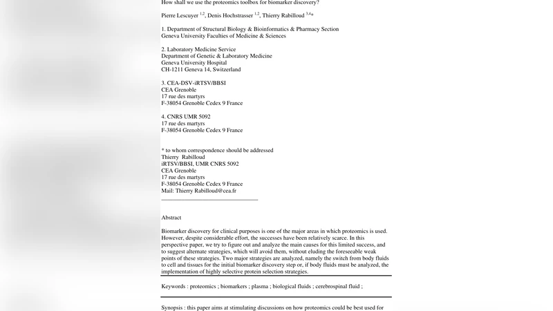 How shall we use the proteomics toolbox for biomarker discovery?