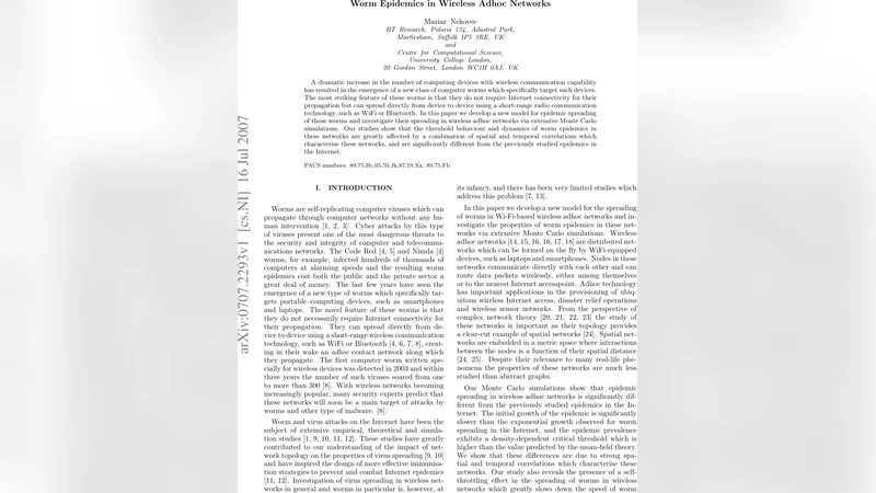 Worm Epidemics in Wireless Adhoc Networks