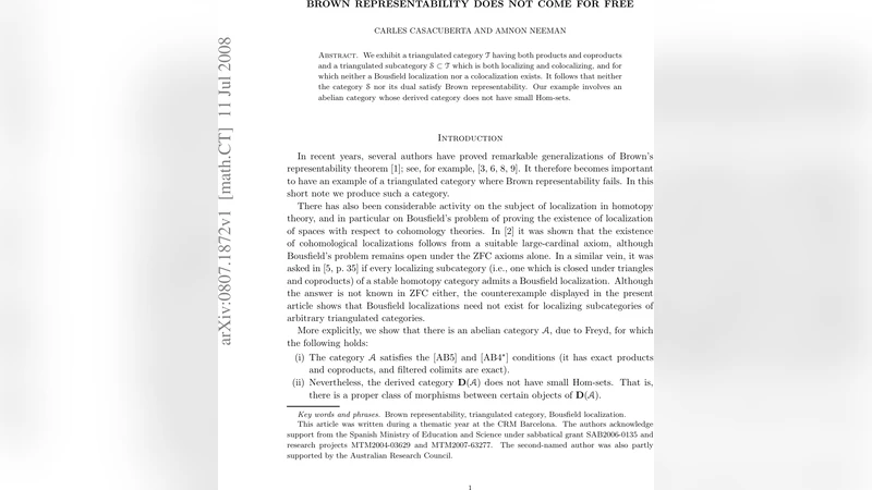 Brown representability does not come for free