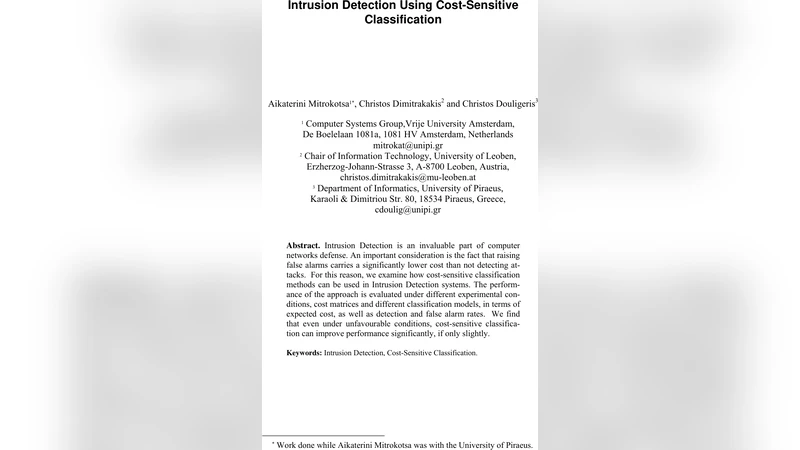 Intrusion Detection Using Cost-Sensitive Classification