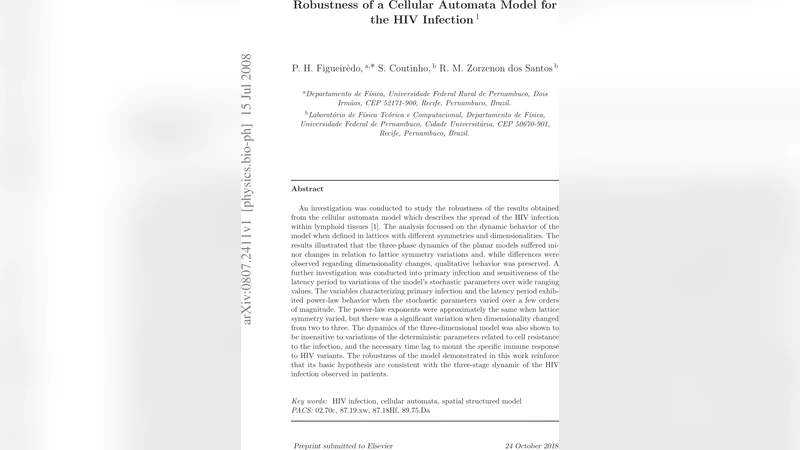 Robustness of a Cellular Automata Model for the HIV Infection