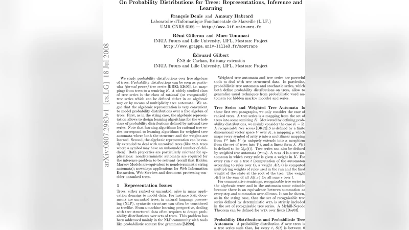On Probability Distributions for Trees: Representations, Inference and   Learning