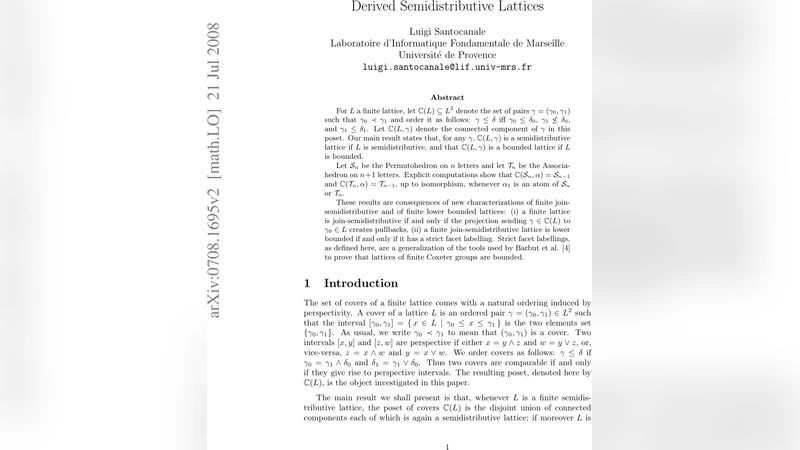 Derived Semidistributive Lattices