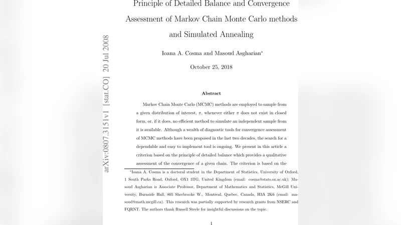 Principle of detailed balance and convergence assessment of Markov Chain   Monte Carlo methods and simulated annealing