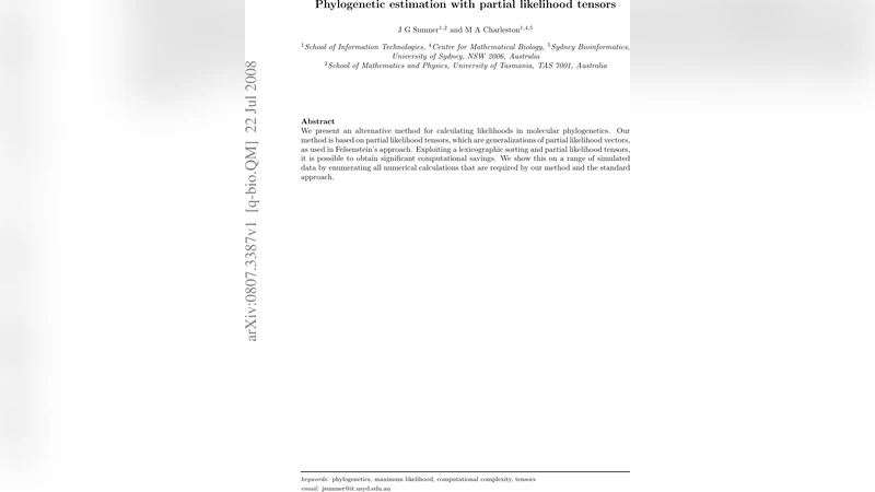Phylogenetic estimation with partial likelihood tensors