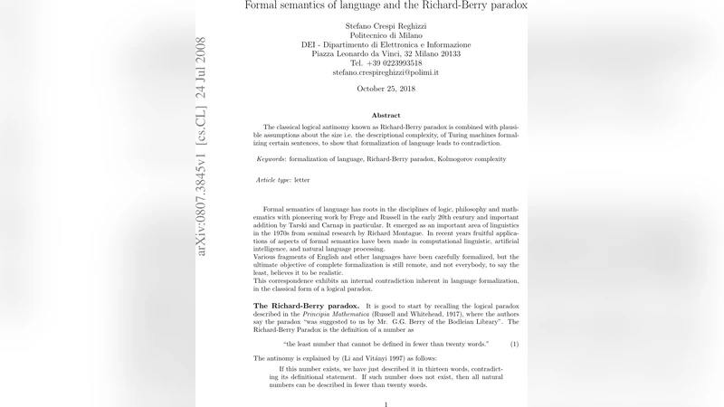 Formal semantics of language and the Richard-Berry paradox