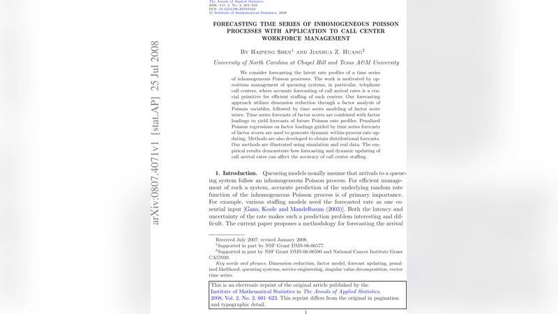 Forecasting time series of inhomogeneous Poisson processes with   application to call center workforce management