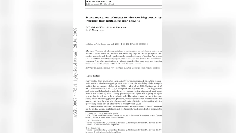 Source separation techniques for characterising cosmic ray transients   from neutron monitor networks