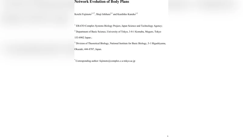 Network Evolution of Body Plans