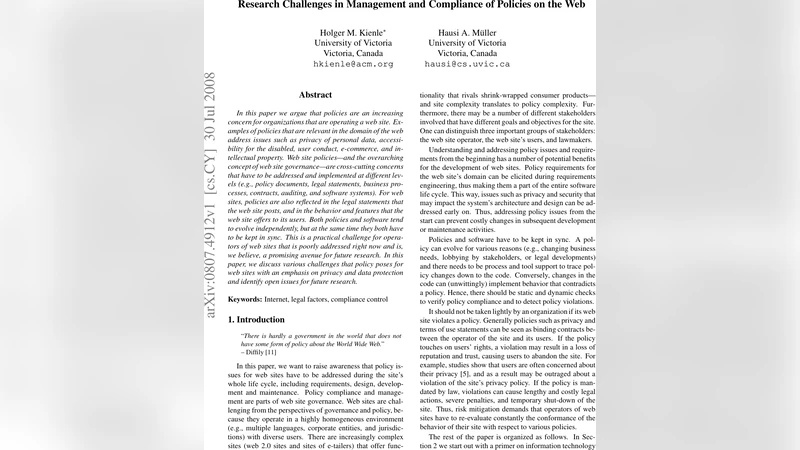Research Challenges in Management and Compliance of Policies on the Web