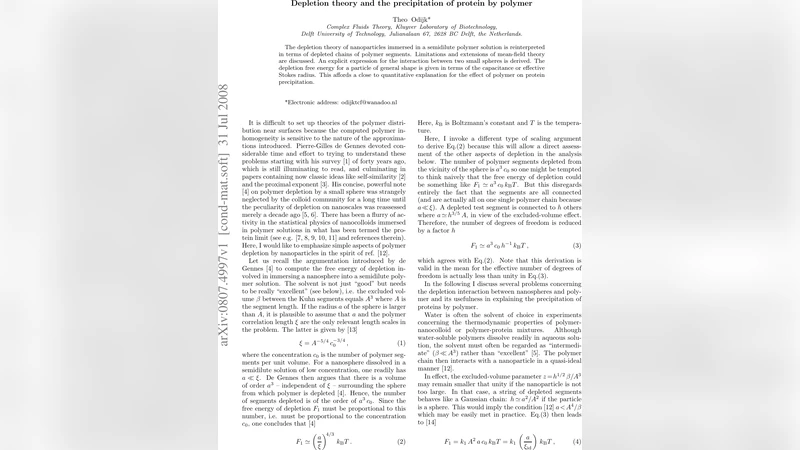 Depletion theory and the precipitation of protein by polymer