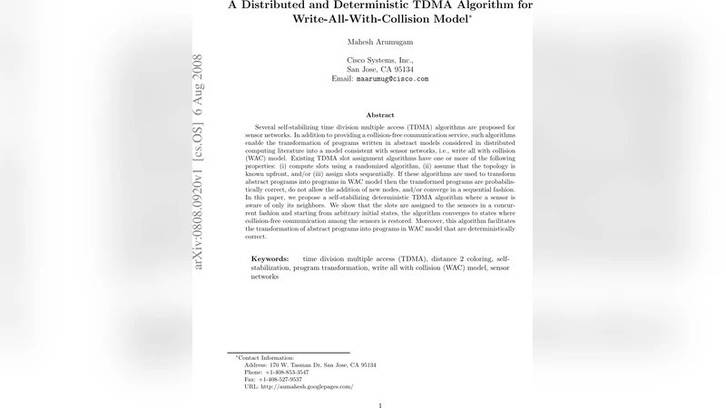 A Distributed and Deterministic TDMA Algorithm for   Write-All-With-Collision Model