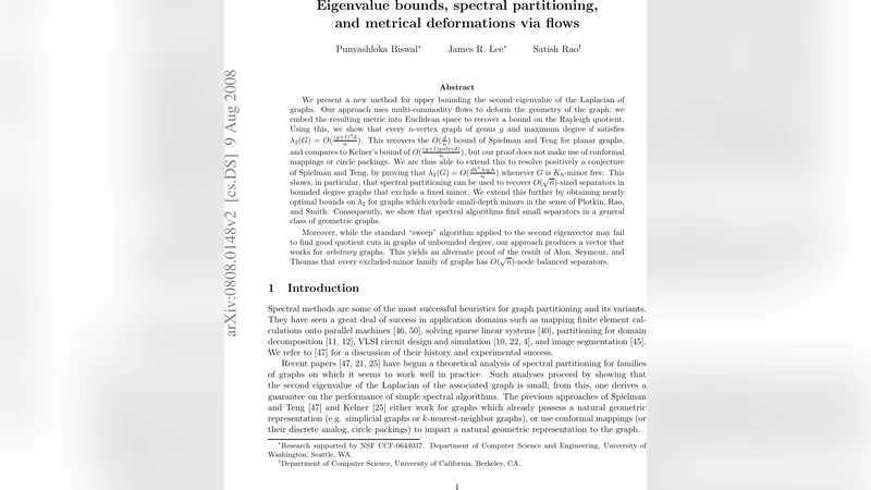 Eigenvalue bounds, spectral partitioning, and metrical deformations via   flows