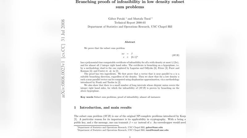 Branching proofs of infeasibility in low density subset sum problems