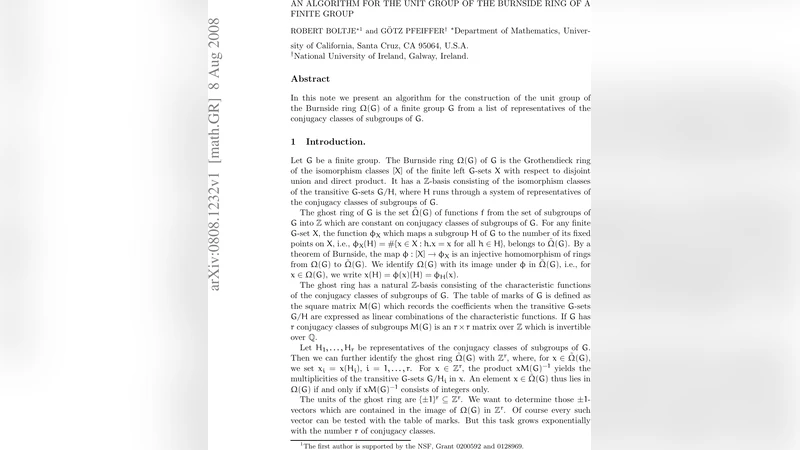 An algorithm for the unit group of the Burnside ring of a finite group