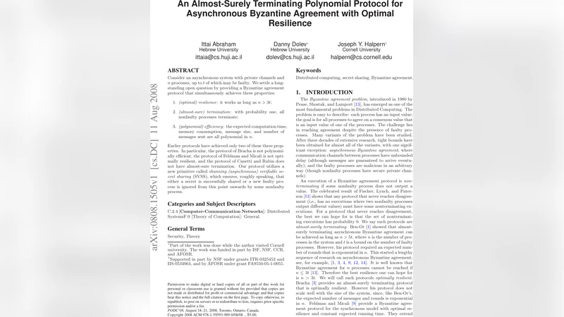 An Almost-Surely Terminating Polynomial Protocol for Asynchronous   Byzantine Agreement with Optimal Resilience