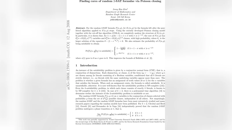 Finding cores of random 2-SAT formulae via Poisson cloning