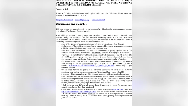 Iron Behaving Badly: Inappropriate Iron Chelation as a Major Contributor   to the Aetiology of Vascular and Other Progressive Inflammatory and   Degenerative Diseases