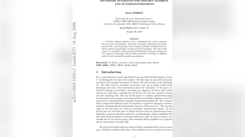 Secondary invariants for Frechet algebras and quasihomomorphisms
