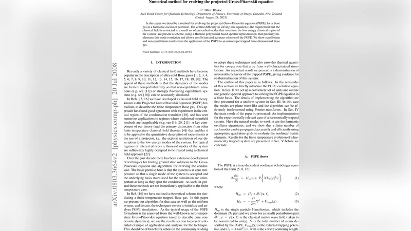 Numerical method for evolving the Projected Gross-Pitaevskii equation