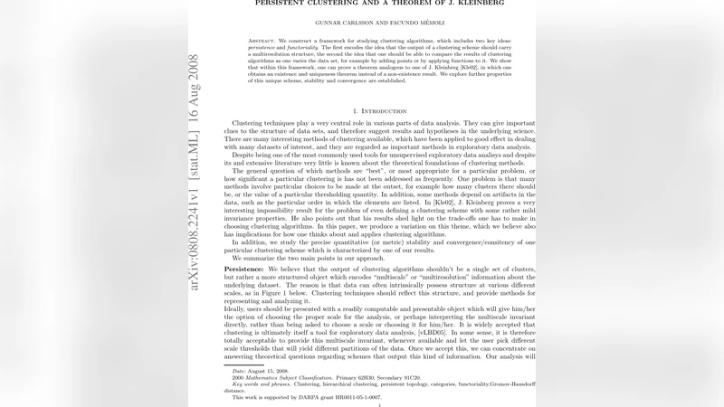 Persistent Clustering and a Theorem of J. Kleinberg