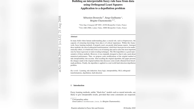 Building an interpretable fuzzy rule base from data using Orthogonal   Least Squares Application to a depollution problem