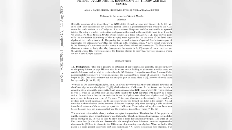 Twisted cyclic theory, equivariant KK theory and KMS States